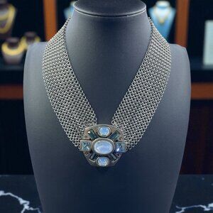 Whimsigoth Chainmail Statement Necklace Gothic Festival Renaissance Ethereal